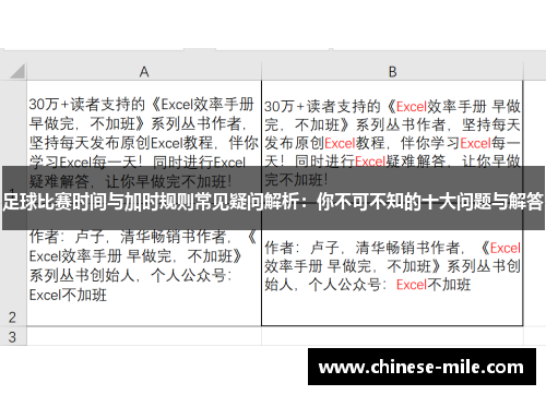 足球比赛时间与加时规则常见疑问解析：你不可不知的十大问题与解答